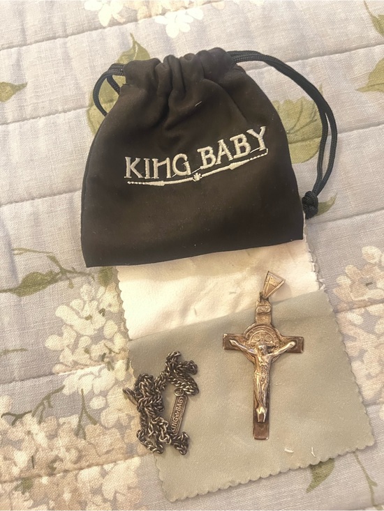 Other - King Baby solid .925 18 inch necklace with solid cross. Pouch and cleaning cloth